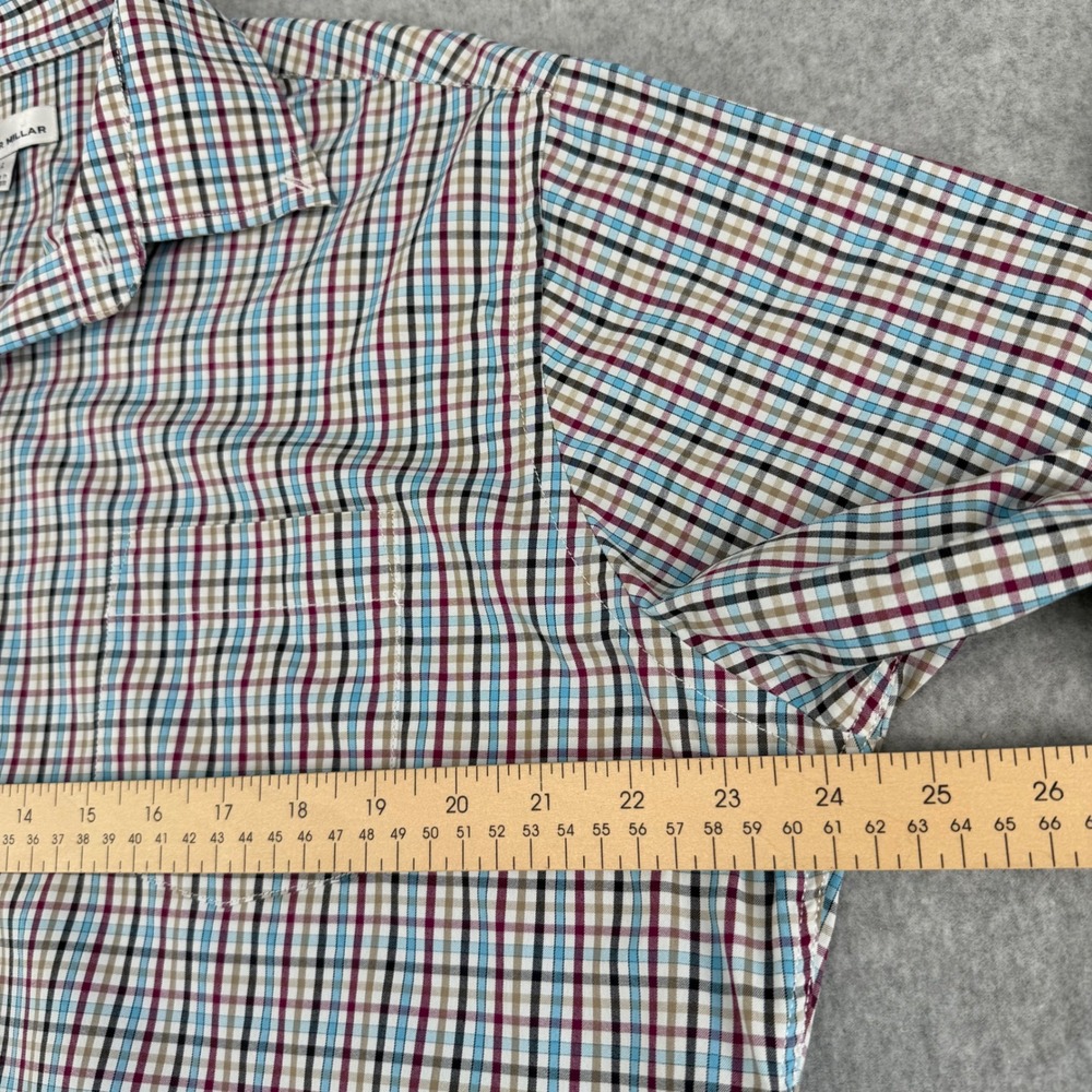 Peter Millar Crown Sport Mens L Blue Purple Check Performance Shirt MF18EW12BL - Picture 5 of 12